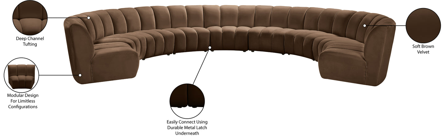 calvin brown velvet 9pc. modular sectional