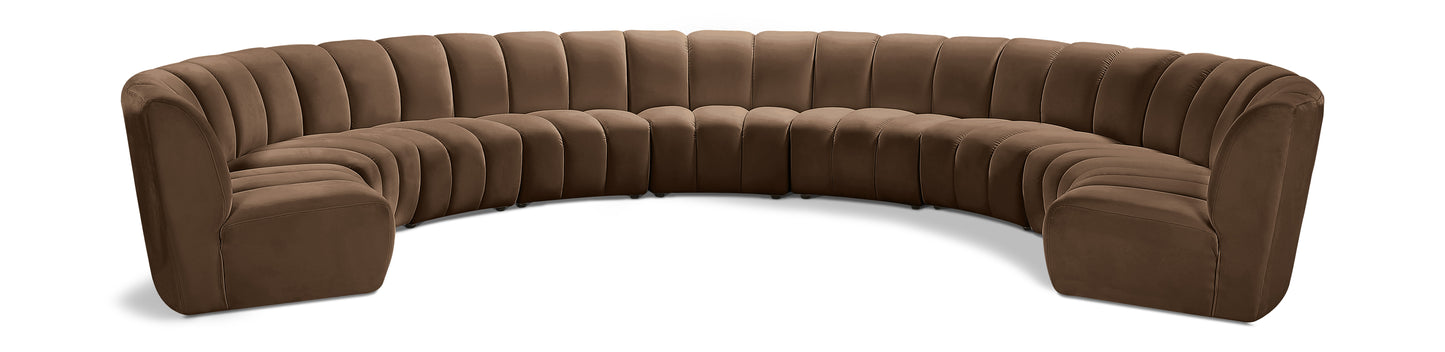 calvin brown velvet 9pc. modular sectional