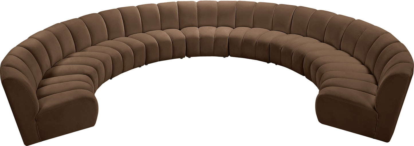 calvin brown velvet 9pc. modular sectional