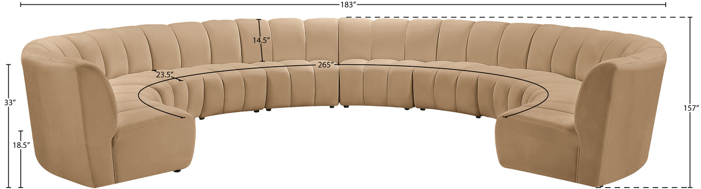 calvin camel velvet 10pc. modular sectional