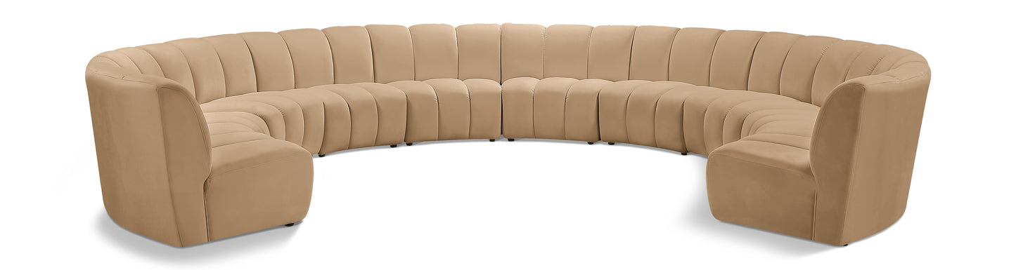 calvin camel velvet 10pc. modular sectional