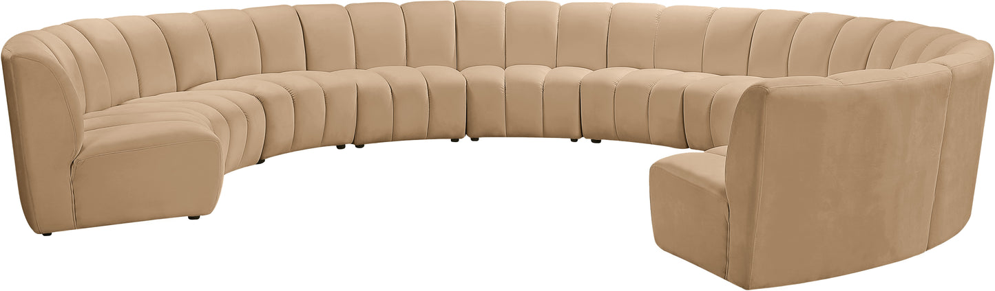 calvin camel velvet 10pc. modular sectional