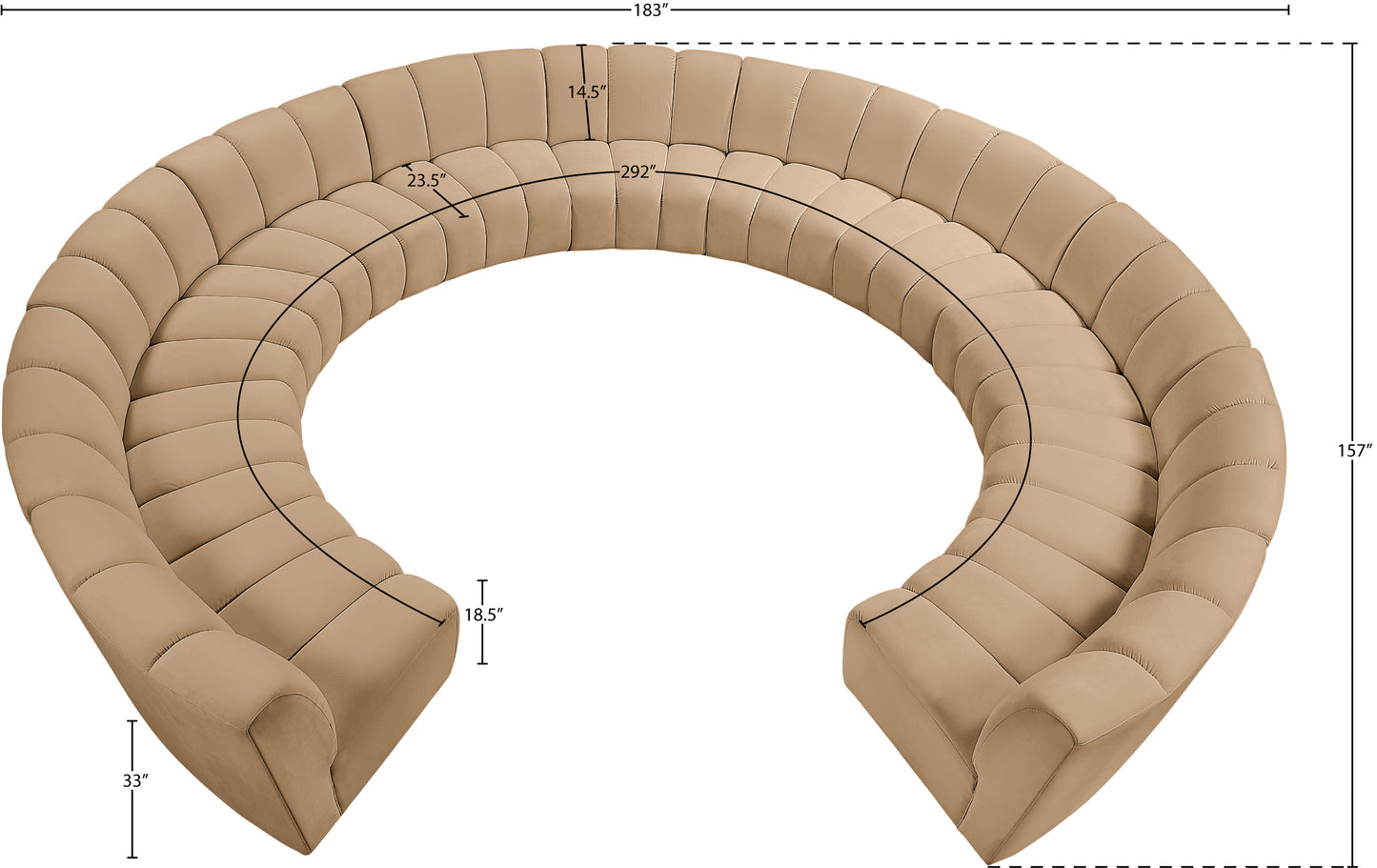 calvin camel velvet 11pc. modular sectional