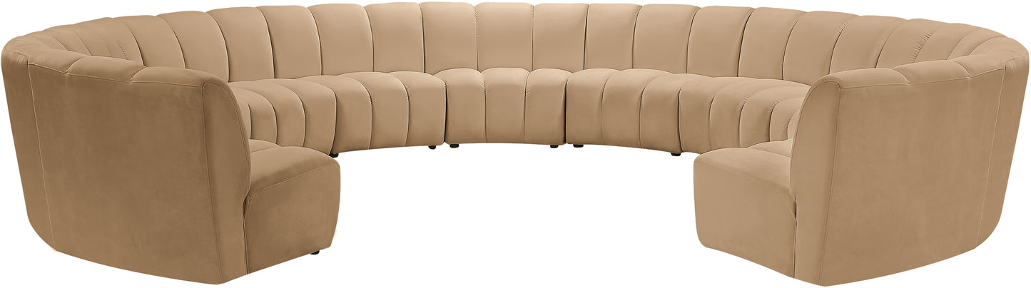 calvin camel velvet 11pc. modular sectional