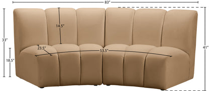 Calvin Camel Velvet 2pc. Modular Sectional