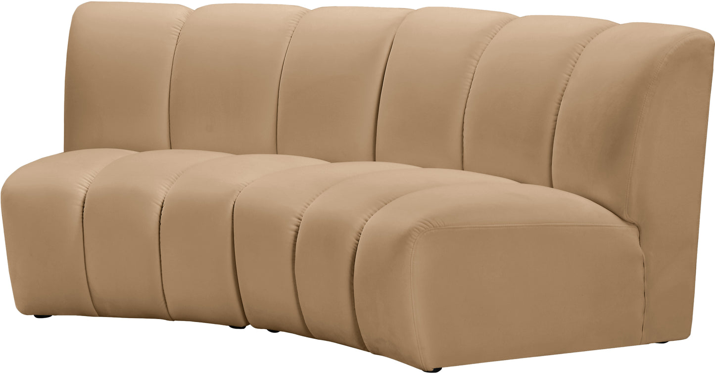 calvin camel velvet 2pc. modular sectional