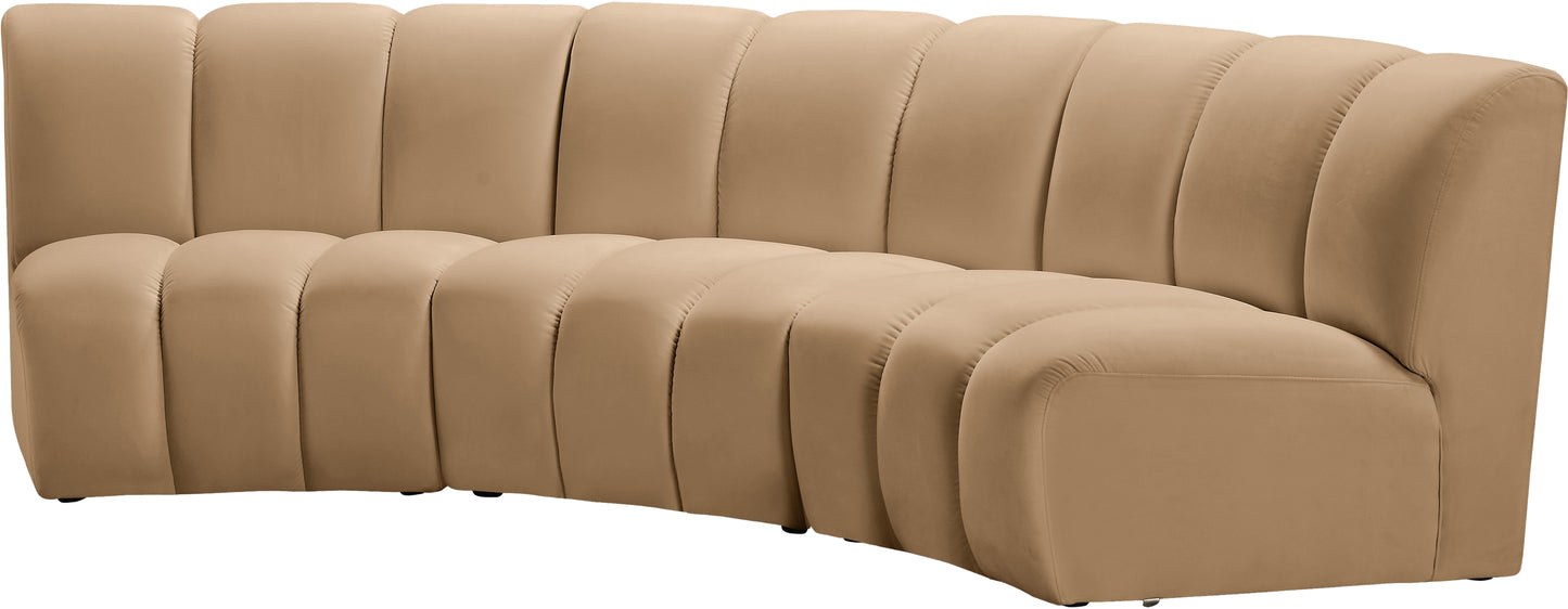 calvin camel velvet 3pc. modular sectional