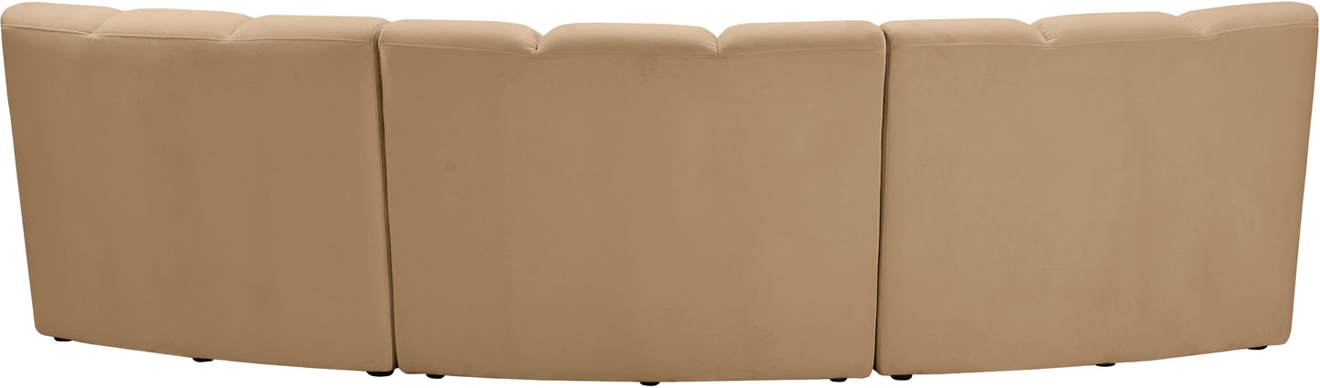 calvin camel velvet 3pc. modular sectional