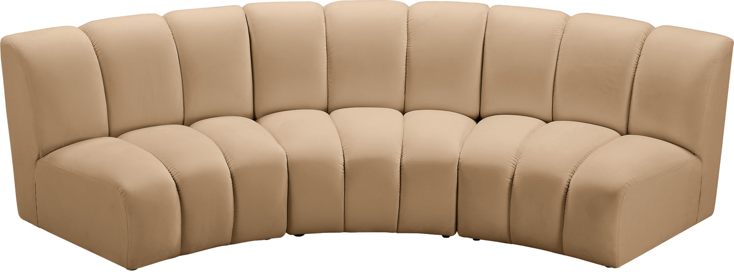 calvin camel velvet 3pc. modular sectional