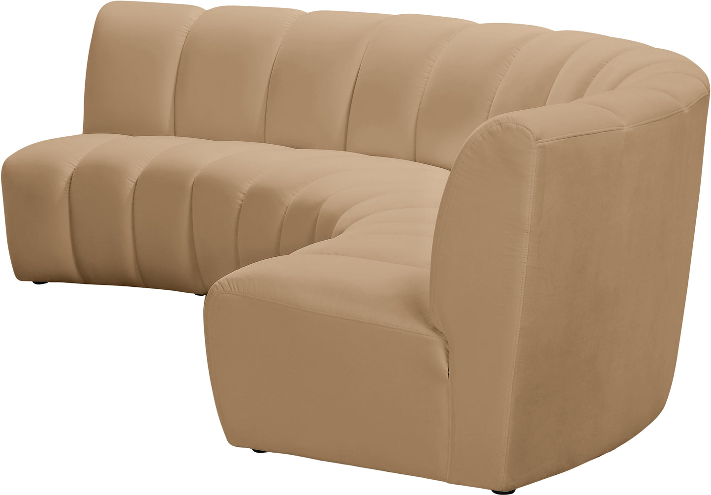 calvin camel velvet 3pc. modular sectional