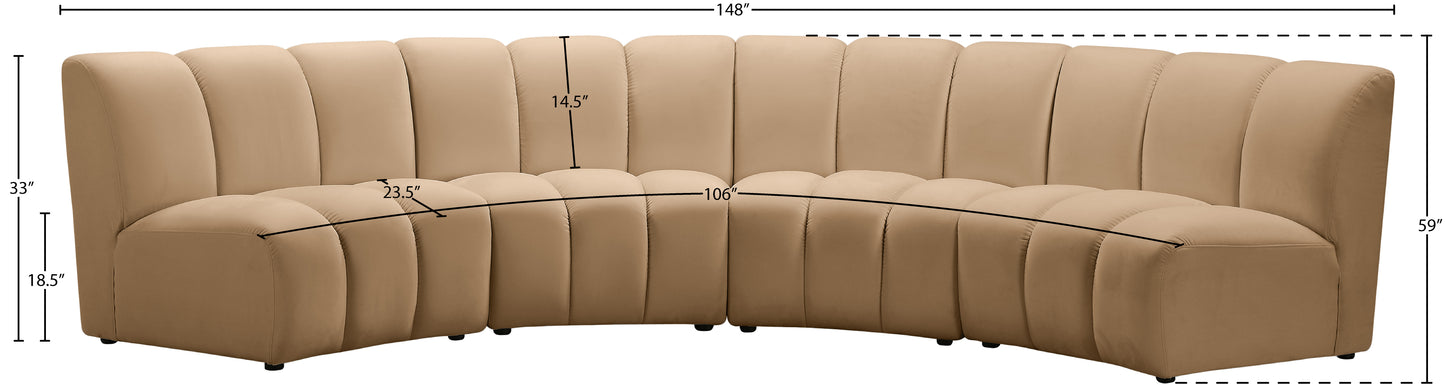 calvin camel velvet 4pc. modular sectional