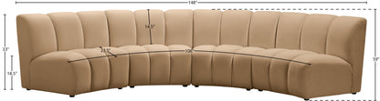 Calvin Camel Velvet 4pc. Modular Sectional