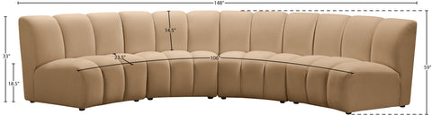 Calvin Camel Velvet 4pc. Modular Sectional