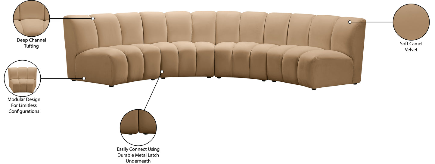 calvin camel velvet 4pc. modular sectional