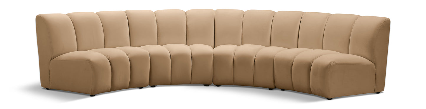 calvin camel velvet 4pc. modular sectional