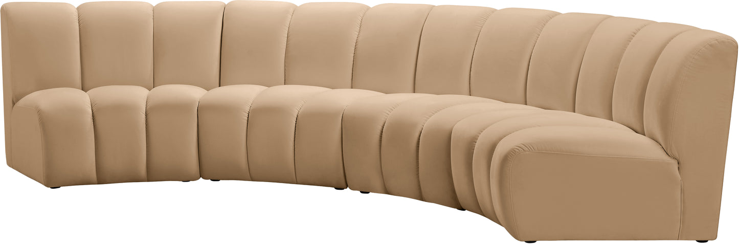 calvin camel velvet 4pc. modular sectional