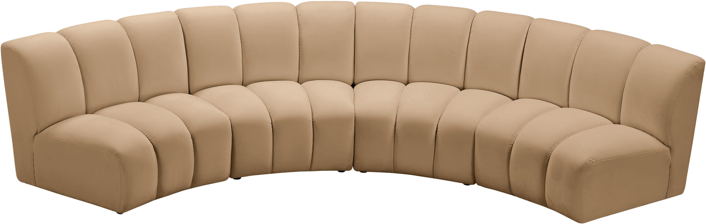 calvin camel velvet 4pc. modular sectional