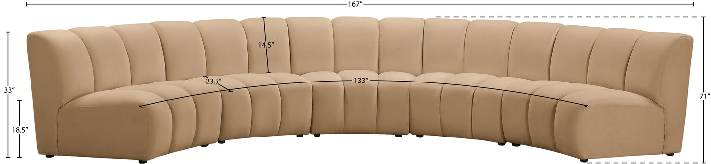 calvin camel velvet 5pc. modular sectional