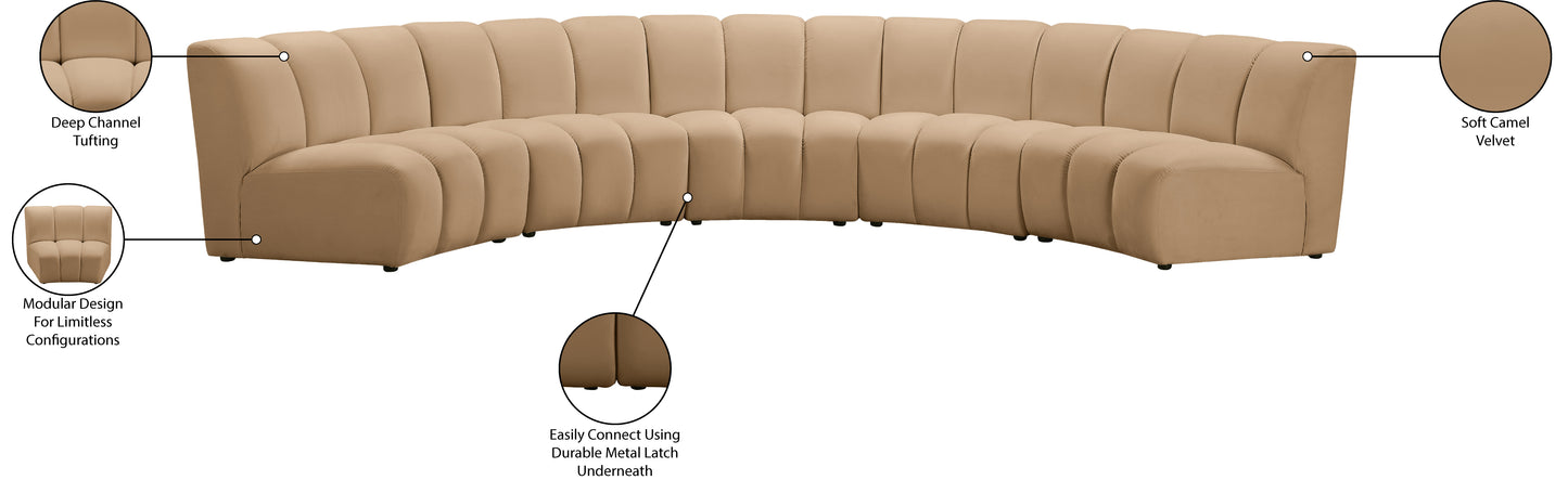 calvin camel velvet 5pc. modular sectional