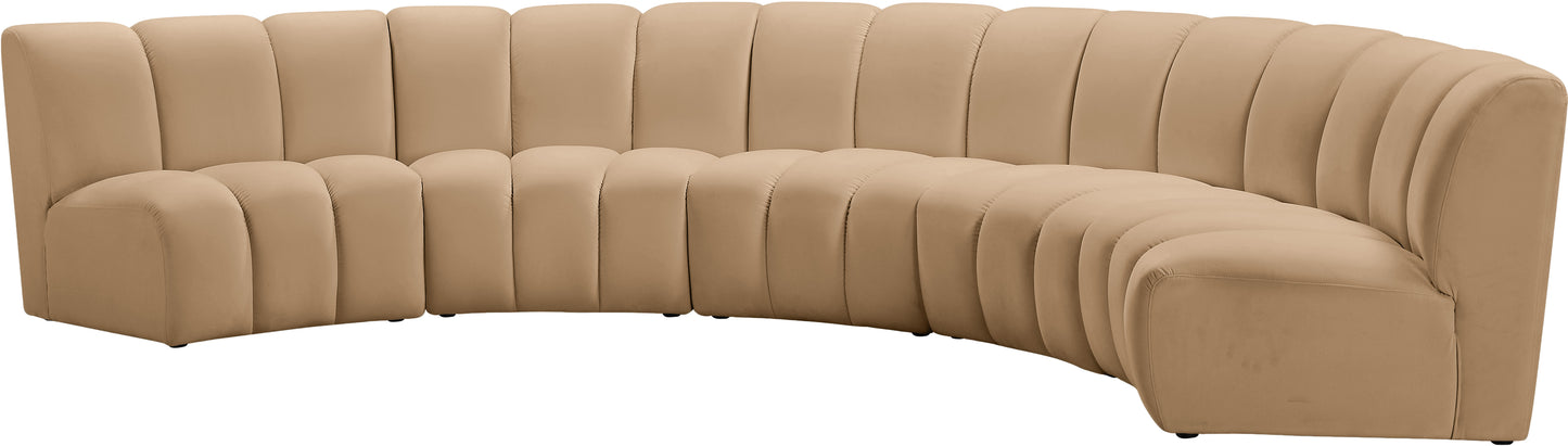 calvin camel velvet 5pc. modular sectional