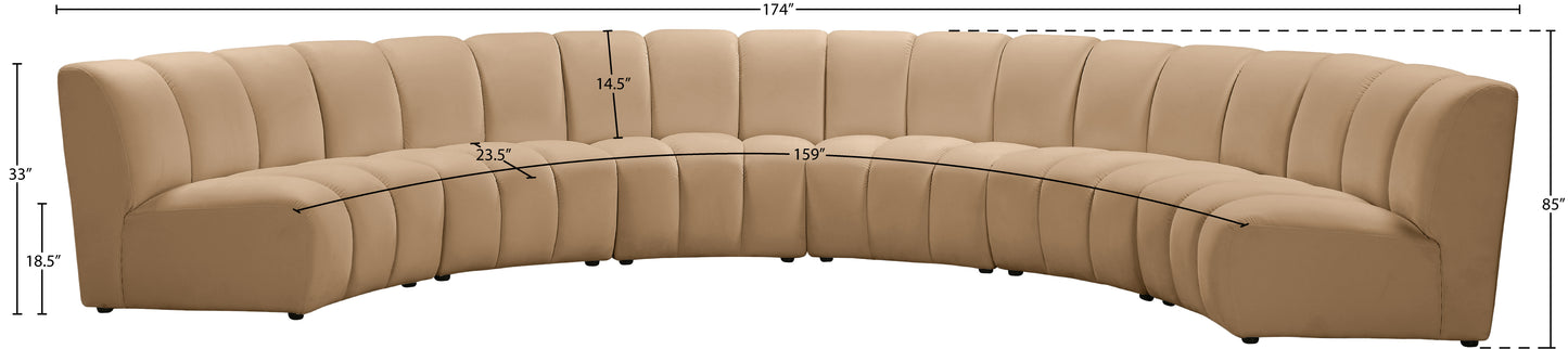 calvin camel velvet 6pc. modular sectional