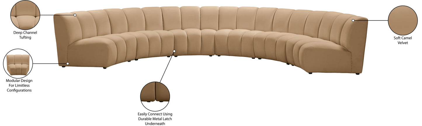 calvin camel velvet 6pc. modular sectional