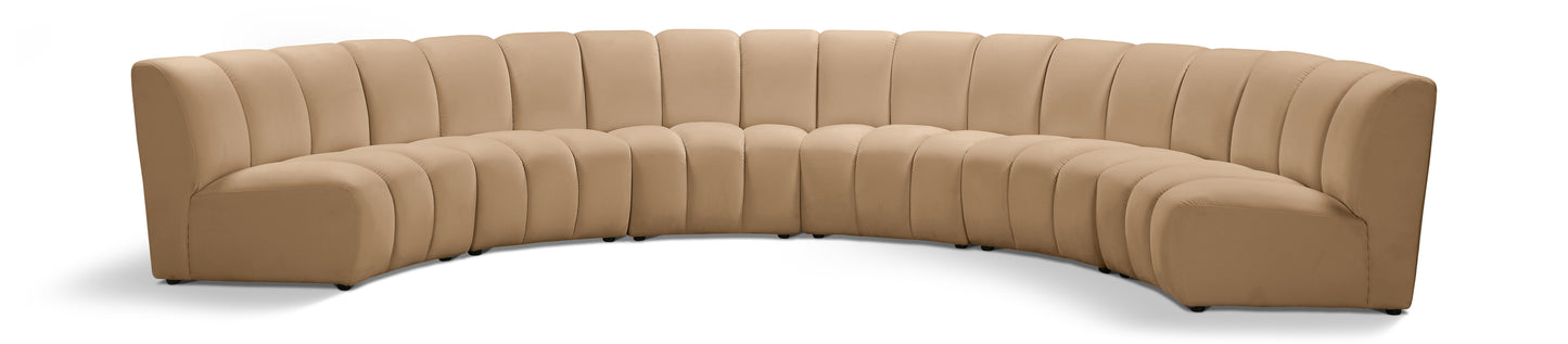 calvin camel velvet 6pc. modular sectional