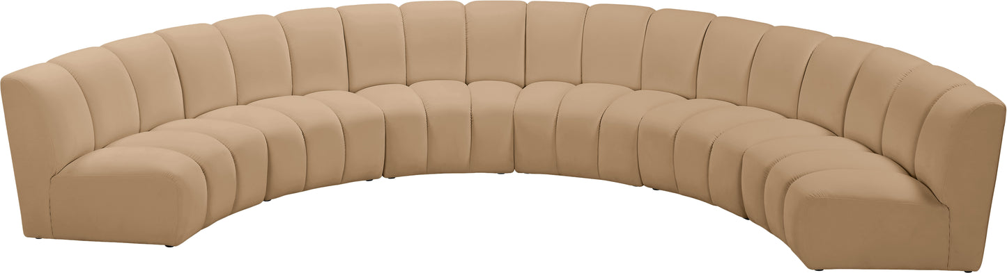 calvin camel velvet 6pc. modular sectional