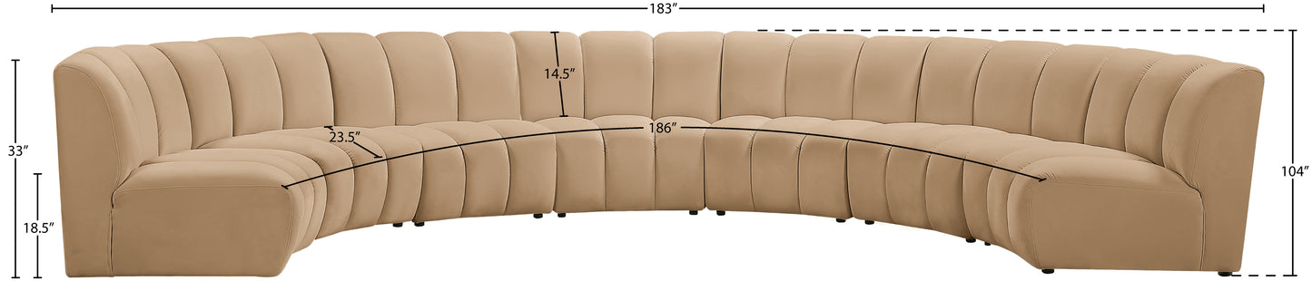 calvin camel velvet 7pc. modular sectional