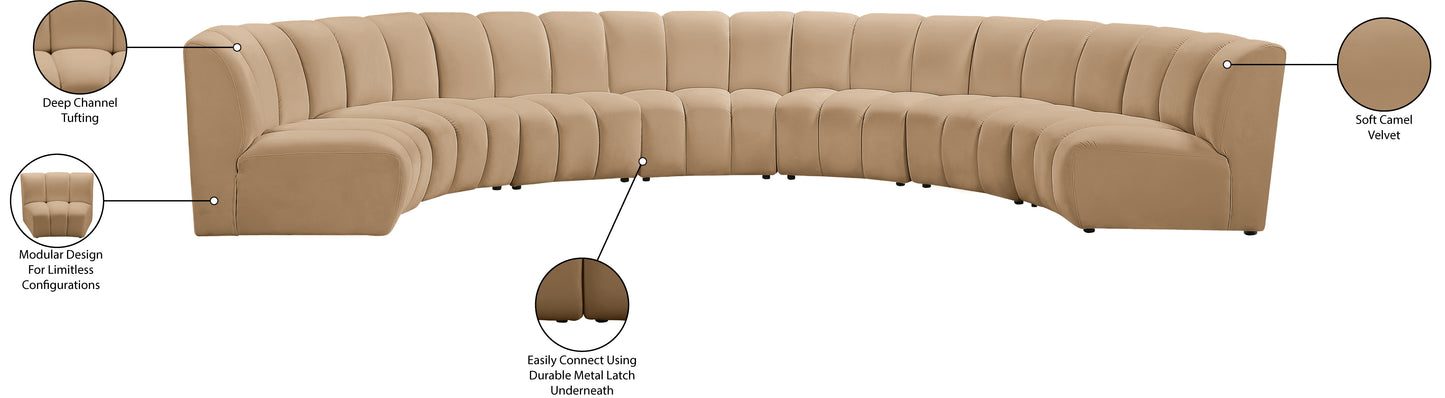 calvin camel velvet 7pc. modular sectional