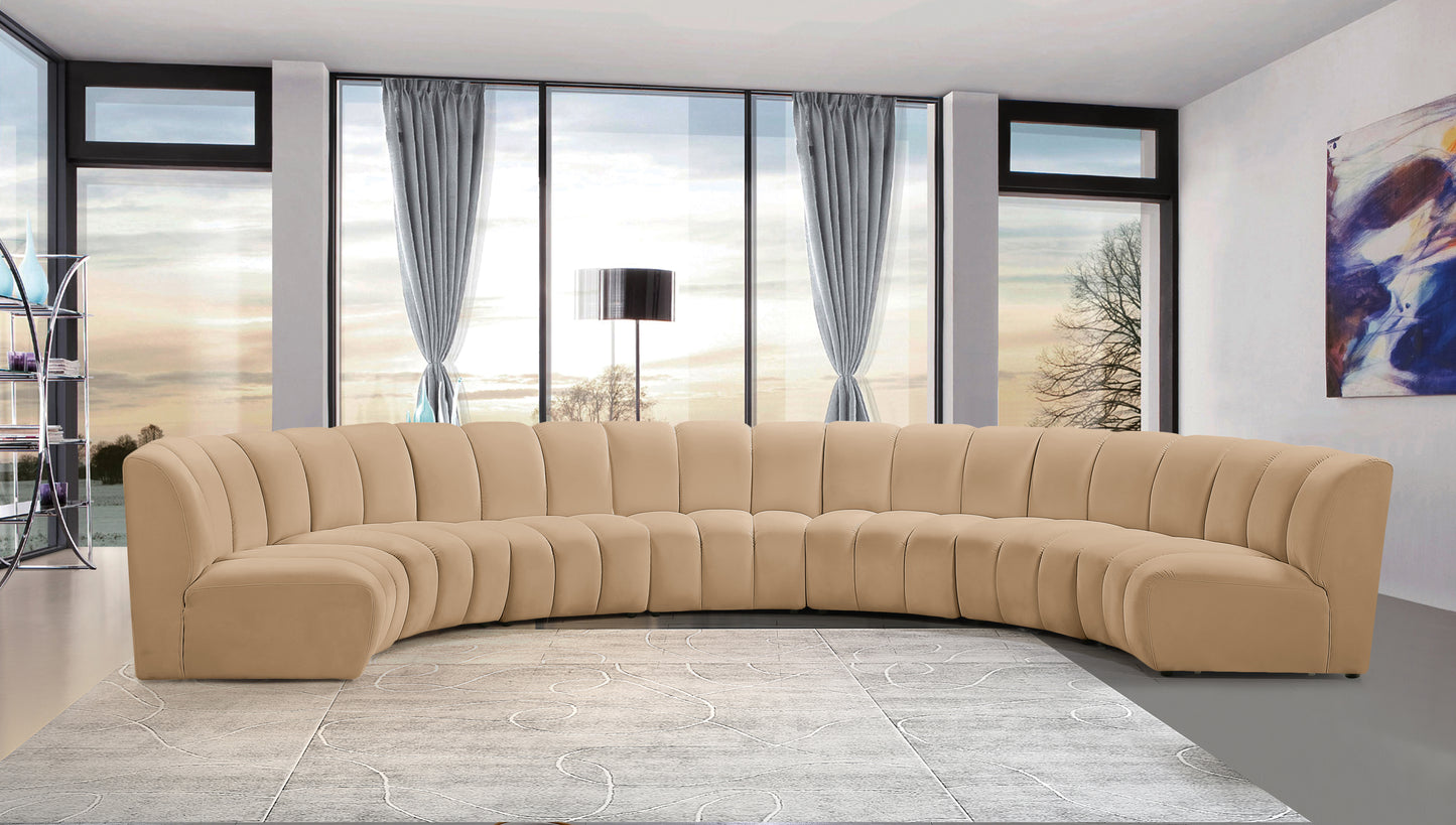 calvin camel velvet 7pc. modular sectional