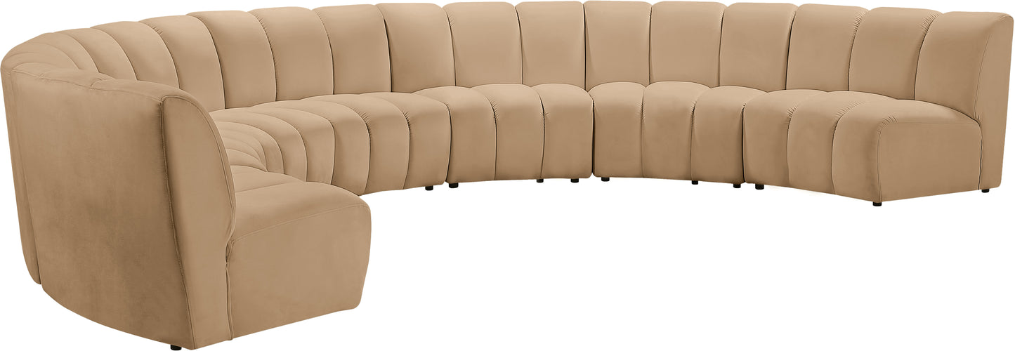 calvin camel velvet 7pc. modular sectional