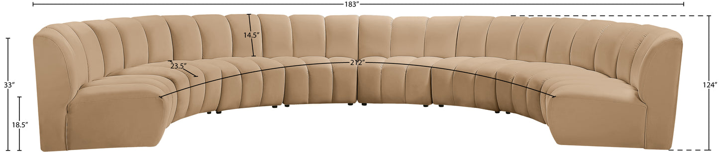 calvin camel velvet 8pc. modular sectional