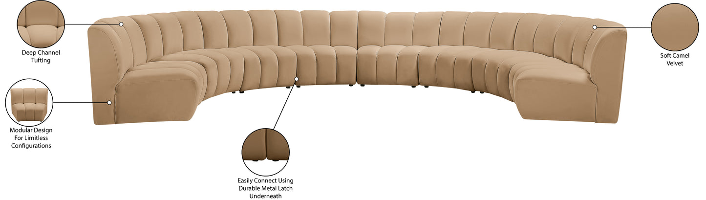 calvin camel velvet 8pc. modular sectional