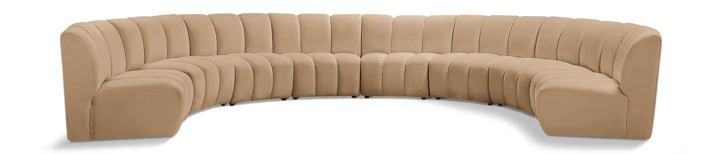 calvin camel velvet 8pc. modular sectional