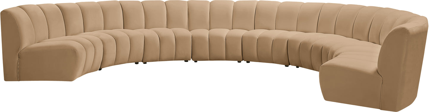 calvin camel velvet 8pc. modular sectional