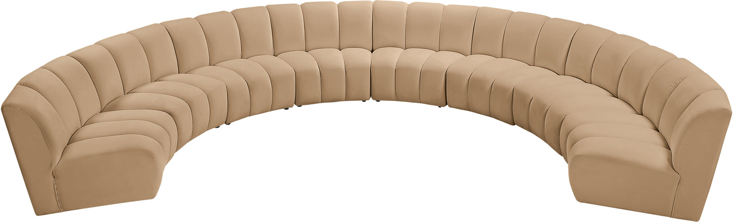 calvin camel velvet 8pc. modular sectional