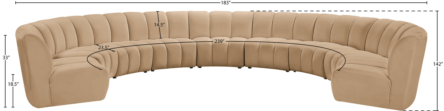 calvin camel velvet 9pc. modular sectional