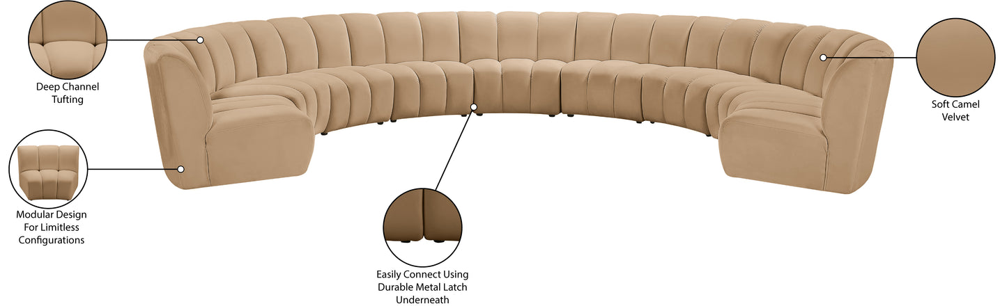 calvin camel velvet 9pc. modular sectional