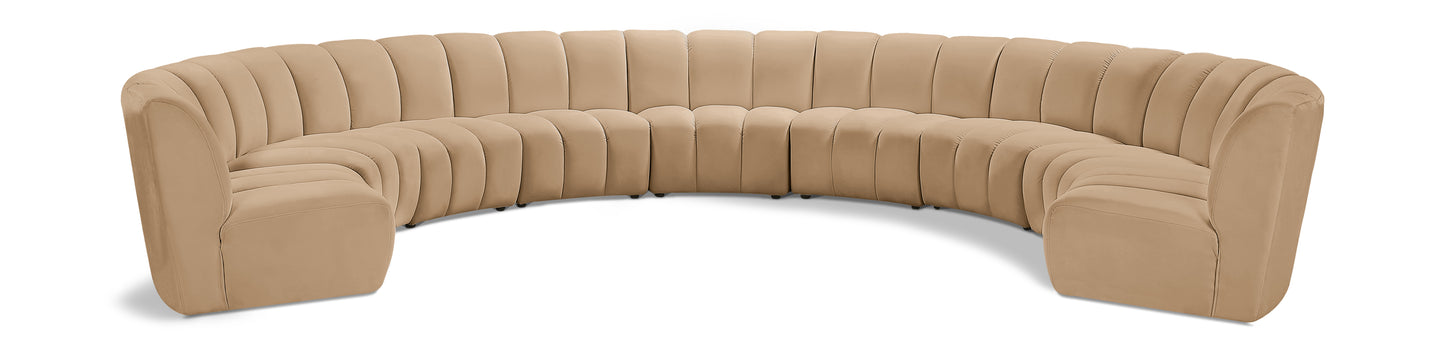 calvin camel velvet 9pc. modular sectional