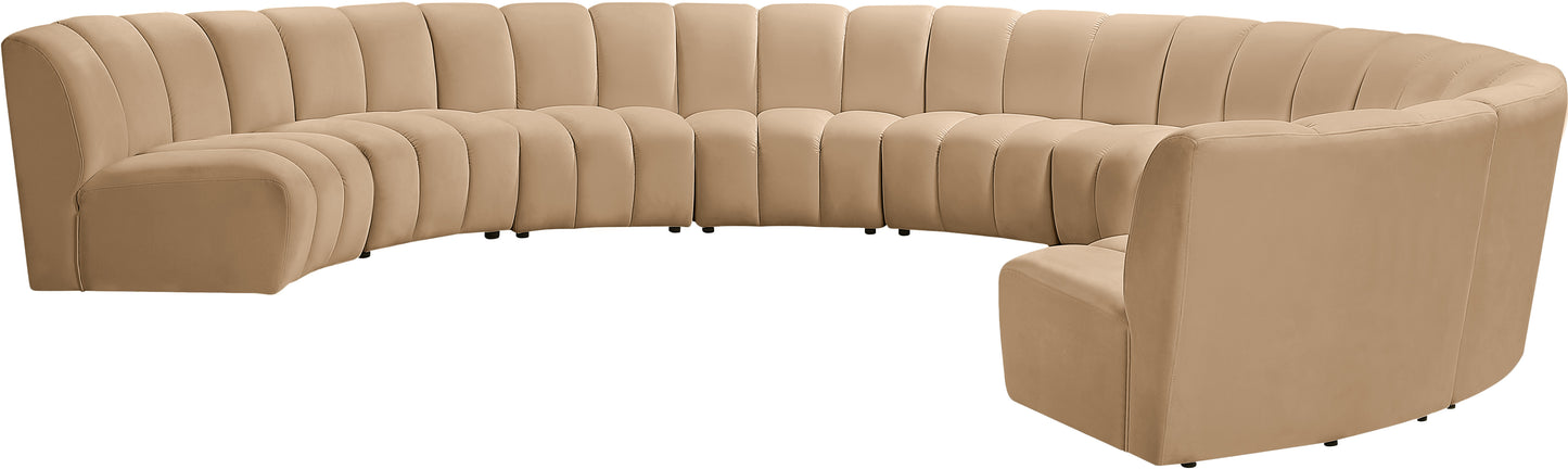 calvin camel velvet 9pc. modular sectional