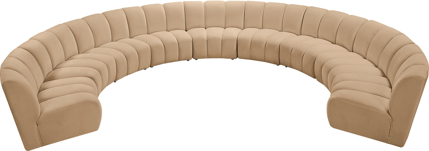 calvin camel velvet 9pc. modular sectional