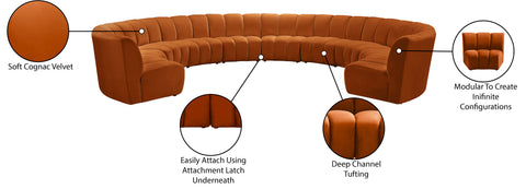Calais Cognac Velvet 10pc. Modular Sectional PC