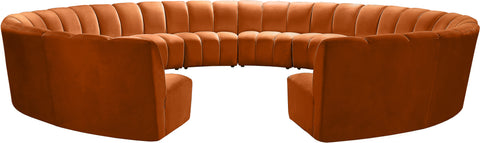 Calais Cognac Velvet 12pc. Modular Sectional PC