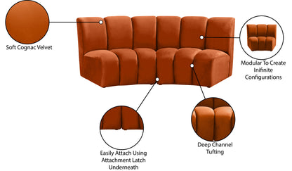 Calais Cognac Velvet 2pc. Modular Sectional PC