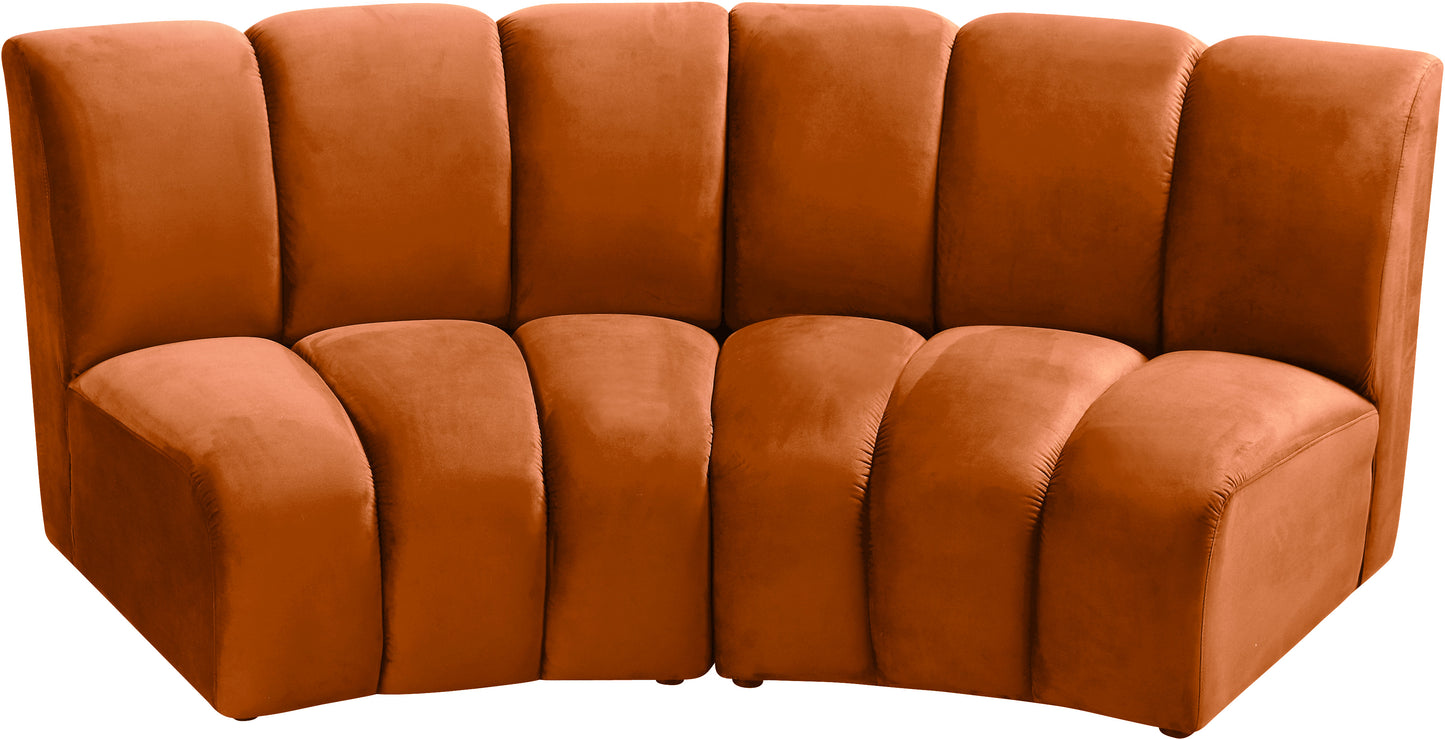 calais cognac velvet 2pc. modular sectional pc