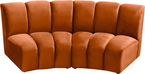 Calais Cognac Velvet 2pc. Modular Sectional PC