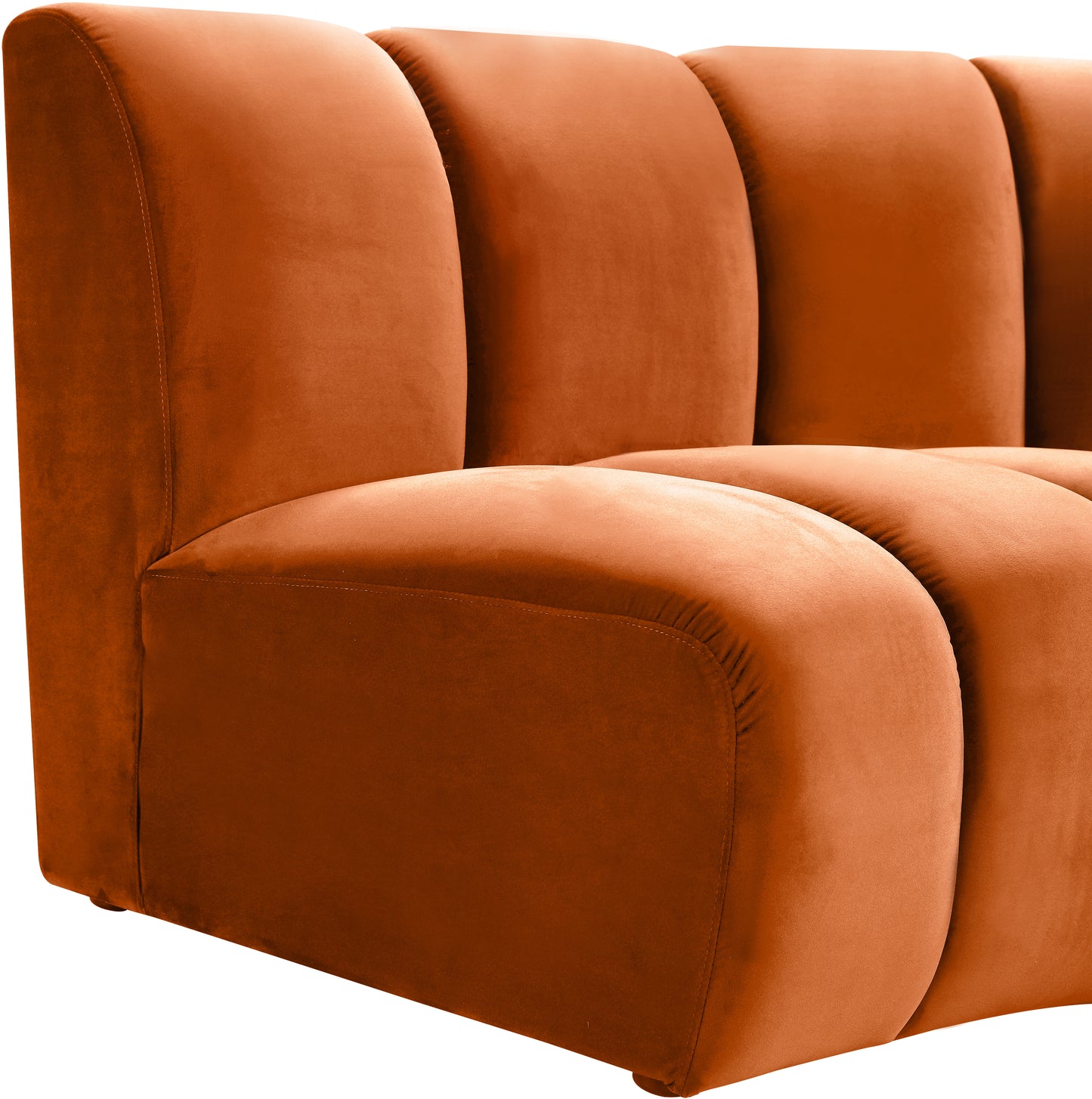 calais cognac velvet 2pc. modular sectional pc