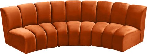 Calais Cognac Velvet 3pc. Modular Sectional PC