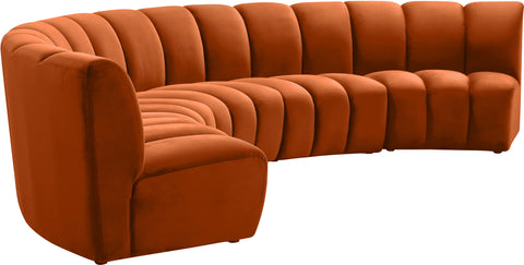 Calais Cognac Velvet 5pc. Modular Sectional PC
